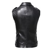 economico Gilet-Per uomo Gilet in pelle Sportivo Moto Casual quotidiano Di moda Autunno Bordo in pelliccia sintetica Ecopelle Tenere al caldo Anti-pioggia Leggero Colore puro Cerniera Bavero Morbido Nero Gilet