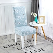 abordables Couverture de chaise de salle à manger-Housse de chaise de salle à manger géométrique 1 pièce, housse de siège extensible, housse de protection de chaise pour salle à manger, mariage, décoration de Noël