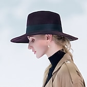 billige Festhatter-Hatter Ull Fedora Solhatt Avslappet Ferie Retro Rød Klassisk Britisk Med Ren Farge Tvinning Hodeplagg Hodeplagg
