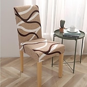 abordables Couverture de chaise de salle à manger-Housse de chaise de salle à manger géométrique 1 pièce, housse de siège extensible, housse de protection de chaise pour salle à manger, mariage, décoration de Noël