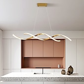 cheap Pendant Lights-LED Pendant Light Linear 90 cm 3000K Gold/Silver Adjustable Island Lights Dimmable Aluminum Stylish Minimalist Painted Finishes Nordic Style Dining Room Kitchen Lights 110-220V
