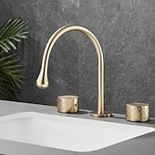 economico Multiforo-rubinetto lavabo bagno - girevole / classico rubinetti vasca da bagno a due manici e tre fori diffusi elettroplaccati