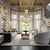 رخيصةأون نجف-60 cm تصميم فانوس نجفات معدن مطلي الحديث 110-120V 220-240V