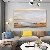 voordelige Schilderijen van landschappen-handgemaakte olieverf canvas muur kunst decoratieve abstracte mes schilderij landschap geel voor home decor gerold frameloze niet-uitgerekt schilderij