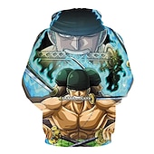 abordables Graphique de personnage de dessin animé et de film-One Piece Pellicule : Rouge Roronoa Zoro Sweat à capuche Dessin Animé Manga Animé 3D Poche avant Art graphique Pour Couple Homme Femme Adulte Impression 3D