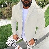economico Maglioni Cardigan da uomo-Per uomo Felpa Cardigan Maglione A coste Maglia Corto Lavorato a maglia Con cappuccio Per uscire Fine settimana Abbigliamento Autunno Inverno Bianco Verde militare S M L