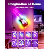 abordables Contrôle WiFi et musique-3 m/5 m rgbic bandes lumineuses néon avec wifi néon corde lumière bricolage barre lumineuse app contrôle musique synchronisation tv rétro-éclairage jeu salon chambre décoration