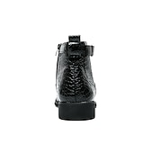 baratos Botas de vestir-Botas masculinas de couro sintético com padrão de crocodilo marrom, fivela e zíper lateral – botas sociais elegantes para uso formal e casual