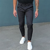 abordables Chinos-Homme Pantalon Chino Pantalon Cigarette Pantalons de Jogging Poche avant Plein Confort Respirable Entreprise Casual du quotidien Vêtement de rue Chic et moderne Noir bleu marine Micro-élastique