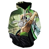 abordables Graphique de personnage de dessin animé et de film-One Piece Pellicule : Rouge Roronoa Zoro Sweat à capuche Dessin Animé Manga Animé 3D Poche avant Art graphique Pour Couple Homme Femme Adulte Impression 3D