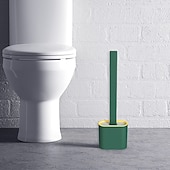 levne WC štětka-sada silikonového WC kartáče a držáku, revoluční flex WC kartáč, hloubkový čistič koupelnového WC kartáče a rychleschnoucího držáku, protiskluzová dlouhá plastová rukojeť