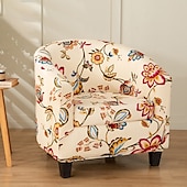 cheap Armchair Cover &amp; Armless Chair Cover-Floral Printed Club Chair Barrel Chair Slipcover Stretch Armchair Covers 1-Piece Club Tub Chair Covers Sofa Cover Couch Furniture Protector Cover  Spandex Couch Covers for Living Room