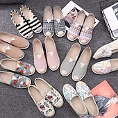 halpa Naisten mokkasiinit ja loaferit-naisten vapaa-ajan kanvas-slip-on kengät – söpö kissaprintti, kevyet litteät loaferit päivittäiseen käyttöön ja matkoille