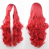 economico Parrucche da festa-parrucca cos parrucca 80 cm capelli ricci lunghi capelli ricci multicolori in seta ad alta temperatura parrucche anime di halloween