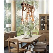 billiga Klusterdesign-6-ljus 80 cm taklampa led klusterdesign trä / bambu matsalskedja / sladd justerbar 110-120v 220-240v