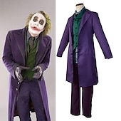 preiswerte Joker-Stil-Joker Clown Bluse / Hemd Hose Outfits Herren Film Cosplay Cosplay Kostüm Party Lila Mantel Weste Bluse Maskerade Polyester / Krawatte / Krawatte mit Perücke