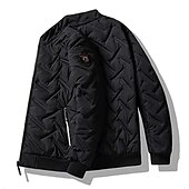 economico Piumini e parka da uomo-Per uomo Piumino Giacca bomber Giacca trapuntata Zip intera Informale Da tutti i giorni Standard Casual quotidiano Di moda Antivento Tenere al caldo Autunno Inverno Righe e Plaid Nero Verde chiaro