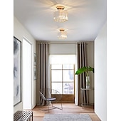 economico Lampade da soffitto-14 cm tondo quadrato cristallo plafoniera led lampadario corridoio luce oro nero argento luci montaggio a filo metallo elettrolitico moderno stile nordico regalo per amici di famiglia 220-240 v