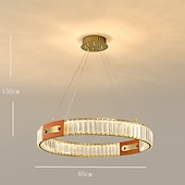 billige Pendellys-led krystall lysekrone ring hengende lys rund, 120 cm luksus krystall lysekroner for stue spisestue, gull (høydejusterbar)