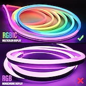 abordables Contrôle WiFi et musique-3 m/5 m rgbic bandes lumineuses néon avec wifi néon corde lumière bricolage barre lumineuse app contrôle musique synchronisation tv rétro-éclairage jeu salon chambre décoration