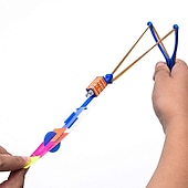 cheap Beach &amp; Outdoor Toys-10pcs Amazing Led Light Arrow Rocket Helicopter Flying Toy Party Fun Gift Elastic Slingshot Flying Copters Birthdays Outdoor Game for Children Kidsfor Gift for Boy&amp;Girls