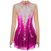 abordables Vestidos de Patinaje Artístico-Vestido de patinaje artístico Mujer Chica Patinaje Sobre Hielo Vestidos Borgoña Azul Real Púrpula Claro Dedo Pulgar Espalda Abierta Licra Alta elasticidad Entrenamiento Competición Ropa de Patinaje