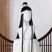 economico Parrucche Anime-parrucca cosplay mo dao zu shi solo maestro della coltivazione demoniaca lan wangji wei wuxian parrucche sintetiche lunghe nere di halloween