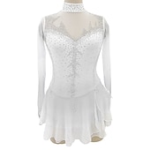 abordables Robes de Patinage Artistique-Robe de Patinage Artistique Femme Fille Patinage Robes Blanche Rose Rouge Trou de pouce Spandex Haute élasticité Entraînement Compétition Tenue de Patinage Cristal / Stras manche longue Patinage sur