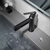 abordables Classiques-Robinet de lavabo de salle de bain, robinet de salle de bain noir, robinets de bain en forme de pistolet à un trou en laiton (noir/gris/chrome/doré)
