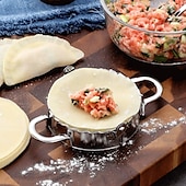 billige Kjøkkenutstyr og -redskap-2 stk rustfritt stål dumpling maker form, wrapper deig cutter pai ravioli empanadas presseform kjøkken tilbehør bakverk verktøy