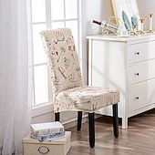 abordables Couverture de chaise de salle à manger-Housse de chaise de salle à manger géométrique 1 pièce, housse de siège extensible, housse de protection de chaise pour salle à manger, mariage, décoration de Noël