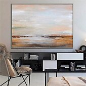 voordelige Schilderijen van landschappen-handgemaakte olieverf canvas muur kunst decoratieve abstracte mes schilderij landschap geel voor home decor gerold frameloze niet-uitgerekt schilderij