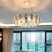 זול נברשות קריסטל-נברשת בעיצוב פנס תליון 60 ס"מ מצופה אלקטרו