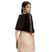cheap Shawls-Shawls Women&#039;s Wrap Bolero Shrug Vintage Classy Elegant Sleeveless Satin Wedding Guest Wraps With Pure Color For Formal Spring &amp;  Fall dress to impress 2025