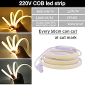 billiga COB Strip Lights-cob ledstrips, 360 lysdioder/m vattentät utomhusdekor, flexibelt ljusband med hög ljusstyrka, 3000k/4000k/6000k, 220v