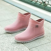 abordables Bottes de neige et d&#039;hiver-bottes de pluie courtes imperméables pour femmes avec doublure en fausse fourrure, semelle antidérapante et plusieurs options de couleurs - parfaites pour les activités de plein air en hiver