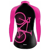 cheap Women's Jerseys-Women's Cycling Jersey Graphic Funny Long Sleeve Bike Jersey Top with 3 Rear Pockets Mountain Bike MTB Road Bike Cycling Quick Dry Reflective Strips Back Pocket Moisture Wicking Sports Rose Red