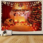 billige hengende juleteppe-julepynt julenissen juletre feriefest jul stor veggteppe kunst dekor foto bakgrunn bakteppe teppe hengende hjem soverom stue peis strømpe gave polyester
