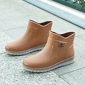 abordables Bottes de neige et d&#039;hiver-bottes de pluie courtes imperméables pour femmes avec doublure en fausse fourrure, semelle antidérapante et plusieurs options de couleurs - parfaites pour les activités de plein air en hiver