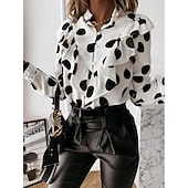 preiswerte Elegante Oberteile-Damen Bluse Punkte Elegant und luxuriös B¨¹ro Rüsche blass rosa grau Schwarze Punkte schwarzer Tupfen große weiße Punkte Weiß Frühling &amp; Herbst