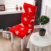 abordables Couverture de chaise de salle à manger-Housse de chaise de salle à manger géométrique 1 pièce, housse de siège extensible, housse de protection de chaise pour salle à manger, mariage, décoration de Noël
