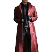 billiga Trenchcoat för män-Herr Imitationsläderjacka Vinterkappa Trenchcoat i konstläder Övergångsjacka Trenchcoat Företag Ledigt Konstläder Vindtät Ytterkläder Kläder Elegant och modernt Enkelknäppt