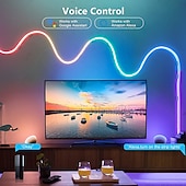 abordables Contrôle WiFi et musique-3 m/5 m rgbic bandes lumineuses néon avec wifi néon corde lumière bricolage barre lumineuse app contrôle musique synchronisation tv rétro-éclairage jeu salon chambre décoration