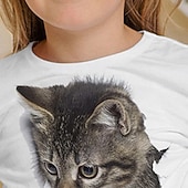 olcso Lányok 3D Állatai-Lány 3D Állat Cica Póló Hosszú ujj 3D nyomtatás Ősz Tél Aktív Sportok Divat Gyerekek 3-12 év Szabadtéri Napi Otthoni Normál