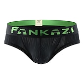 cheap Men&#039;s Boxers Underwear-Men&#039;s 1pack Underwear Basic Panties Boxers Underwear Briefs Print Polyester Antibacterial Leak Proof Letter Mid Waist Black White