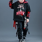 economico Completini per bambini-Unisex 3D Alfabetico Set felpa con cappuccio e pantaloni della tuta Completo Manica lunga Autunno Inverno Di tendenza Stile di strada Bambino 3-13 anni Da mare Strada Standard