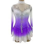 abordables Robes de Patinage Artistique-Robe de Patinage Artistique Femme Fille Patinage Robes Blanche Rose Rouge Trou de pouce Spandex Haute élasticité Entraînement Compétition Tenue de Patinage Cristal / Stras manche longue Patinage sur