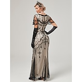 economico Abiti degli anni '20-Anni Ruggenti Anni 1920 Lunghezza alla caviglia Vestito Abito da sera Abito da Ballo Normale Maniche corte Il grande Gatsby Charleston Invitato al matrimonio Paillettes Scollo a V Costume Per donna
