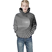 billiga Pojkens 3D Vision &amp; Geometri-Pojkar 3D Grafisk Huvtröja Långärmad 3D-tryck Vår Höst Häftig Barn 3-12 år Dagligen
