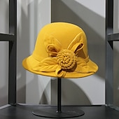 levne Party klobouky-Klobouky Směs polybavlny Zvonovitý klobouk 30. léta Slamák Ležérní Dovolená Kentucky Derby Melbourne Cup koktejl Elegantní Retro styl S Aplikace Rozdělení Přílba Pokrývky Hlavy